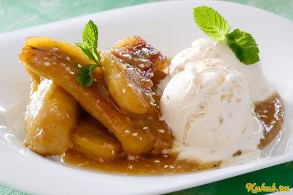 банан, карамели, десерт