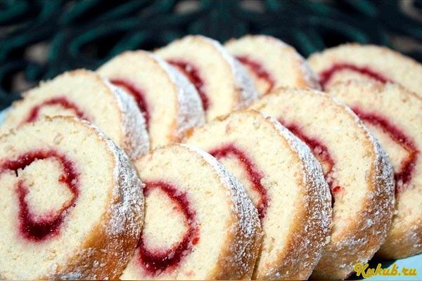 бисквитный, рулет, кокосовой, творог