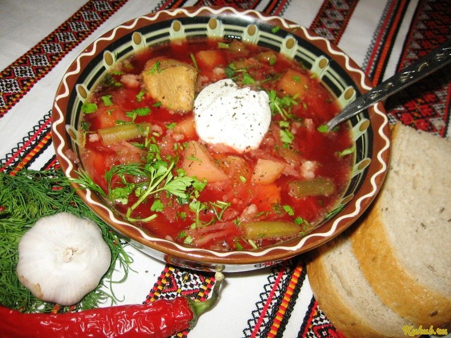 борщ, свининой, по-житомирски, свинина, капуста