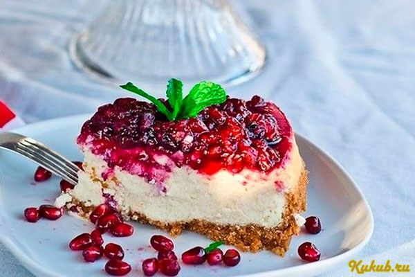 чизкейк, гранатом, малиной