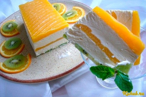 десерт, семифредо, солнцем, пищевой, киви