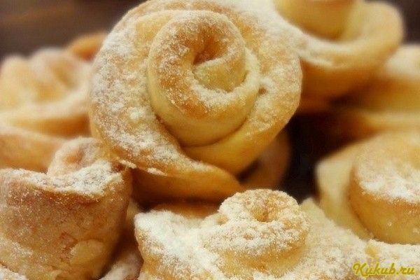 домашнее, печенье, розочки, творог