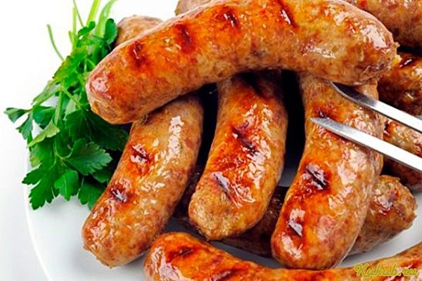 домашние, жареные, колбаски, свинина, жир