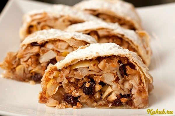 домашний, яблочный, штрудель, пищевой, вишня