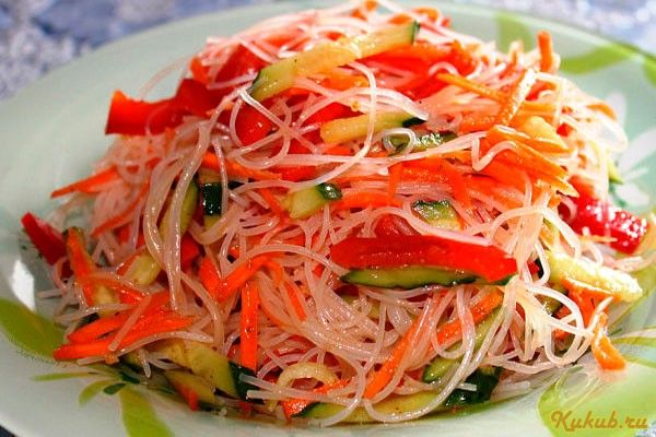 домашний, салат, фунчоза, лапша домашний, салат, фунчоза, лапша