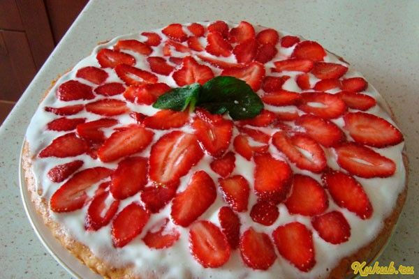 домашний, торт, клубника домашний, торт, клубника