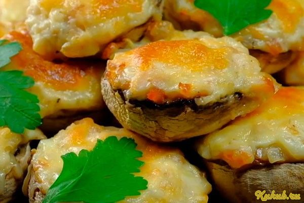 фаршированные, шампиньоны, копченой