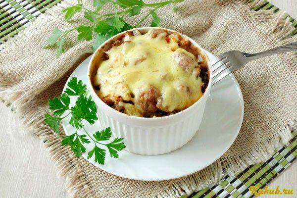 фрикадельки, грибами, картофелем