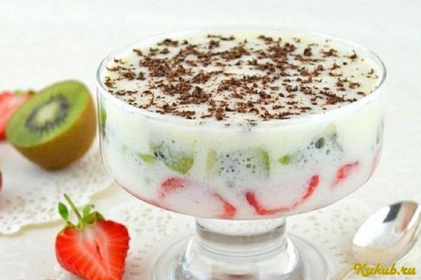 фрукты, зефирном, креме, киви