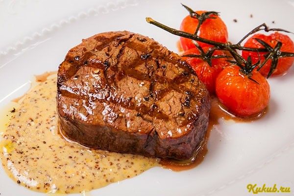 говяжьи, стейки, горчичным