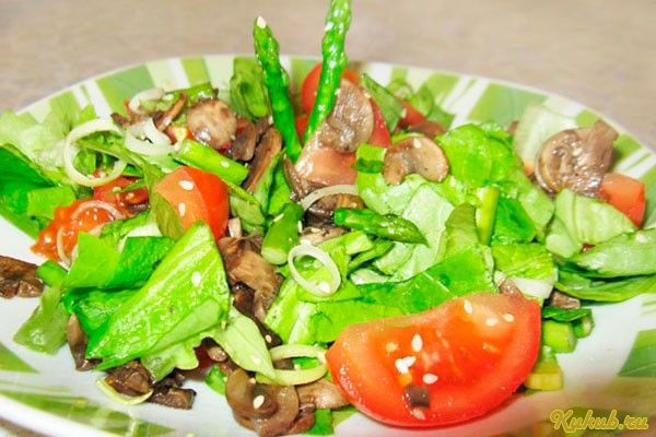 грибной, салат, спаржей грибной, салат, спаржей