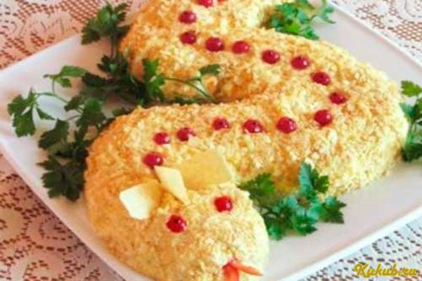 картофельная, змейка, грибами