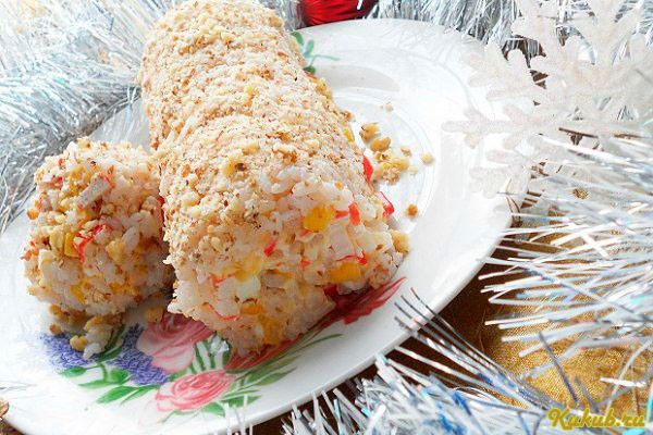 крабовый, салат-рулет, грецкими, пищевой