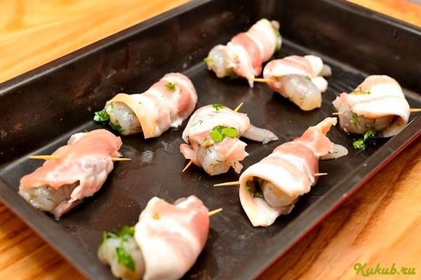 креветки, беконе, маринад, бекон