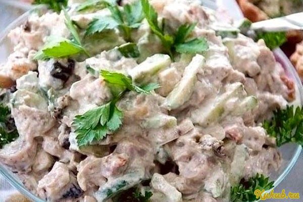 куриный, салат, яблоком