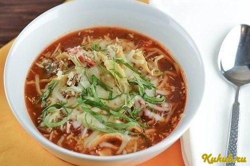 лазанья-суп, мясным лазанья-суп, мясным