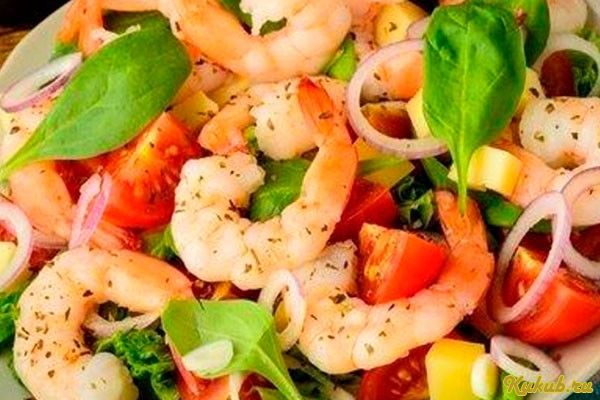 легкий, креветочный, салат