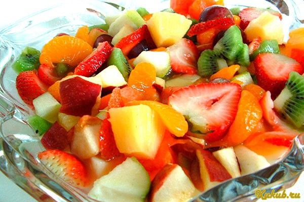 легкий, салат, фруктов, киви