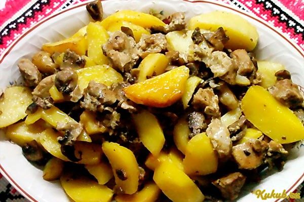 мясо, картофелем, свинина, жир