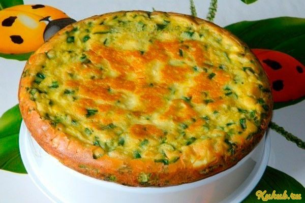 несложный, пирог, зеленым