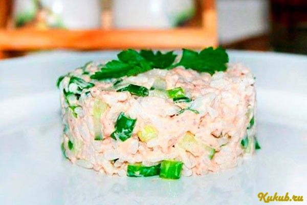 несложный, салат, рыбы