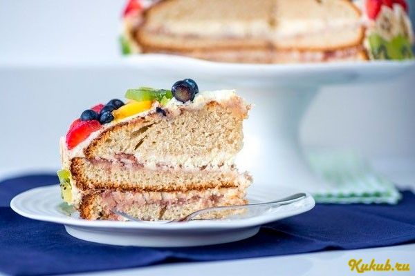 норвежский, торт, фруктами, киви
