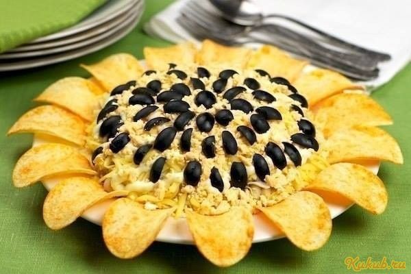 новогодний, салат, подсолнух