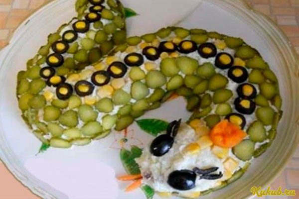 новогодний, салат, змейка