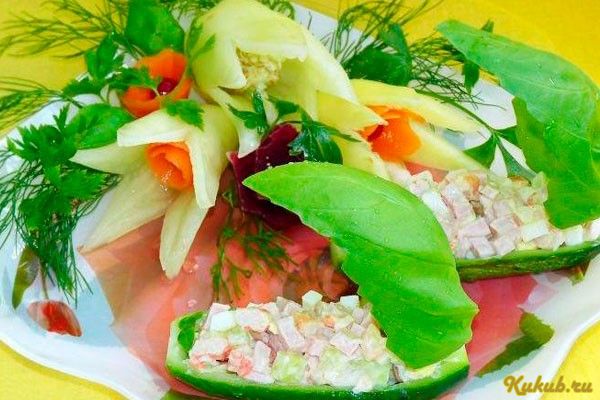 огуречные, лодочки, крабовым