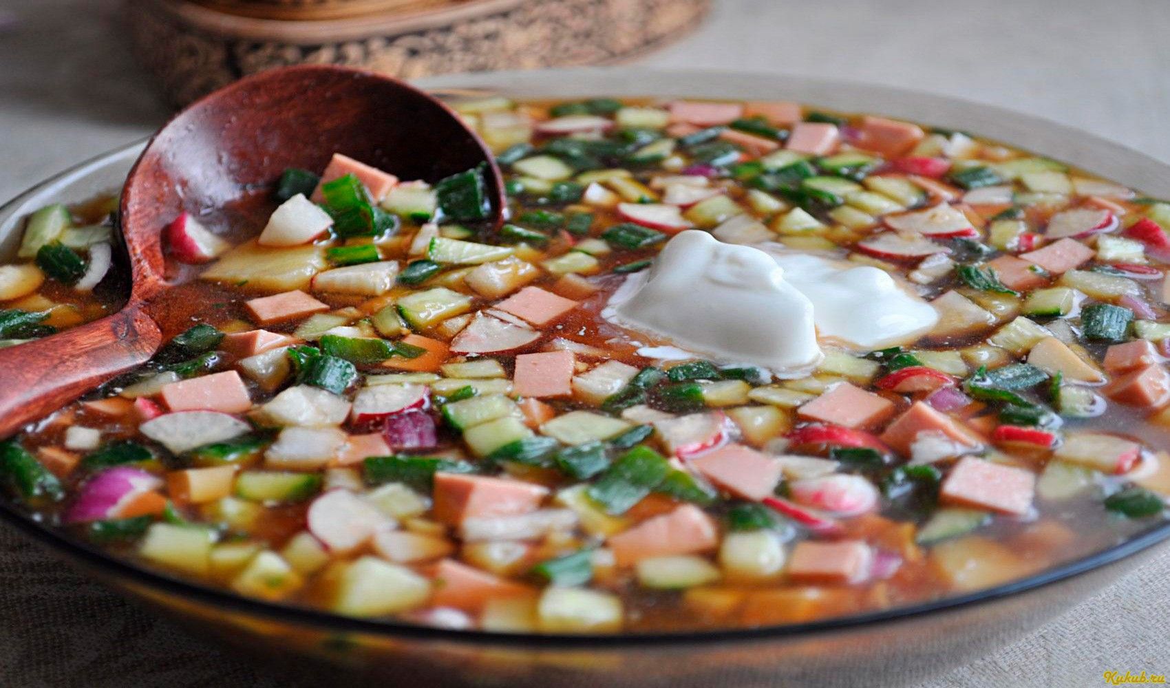 окрошка, колбасой, квасе