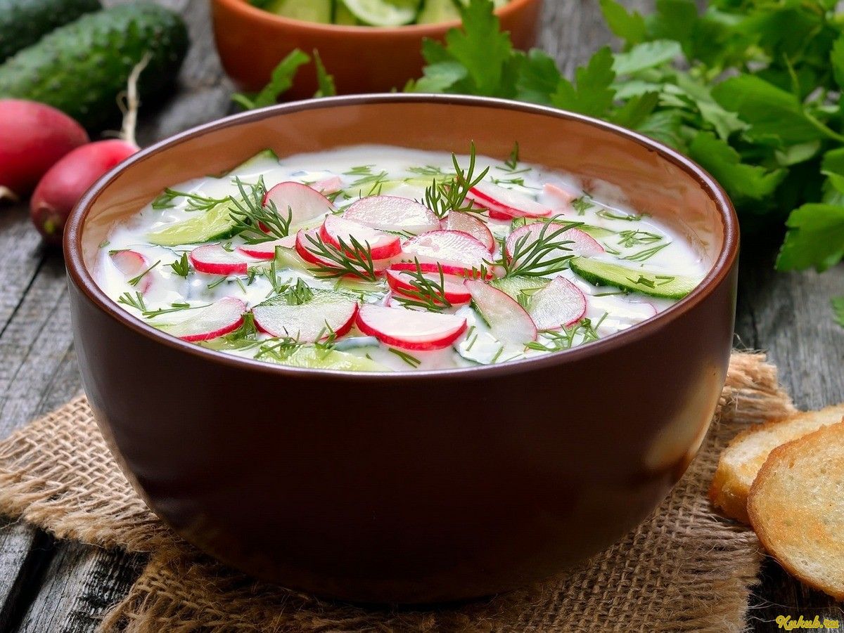 окрошка, редисом, свежей