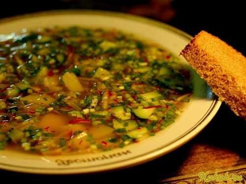 окрошка, ревенем, морковью