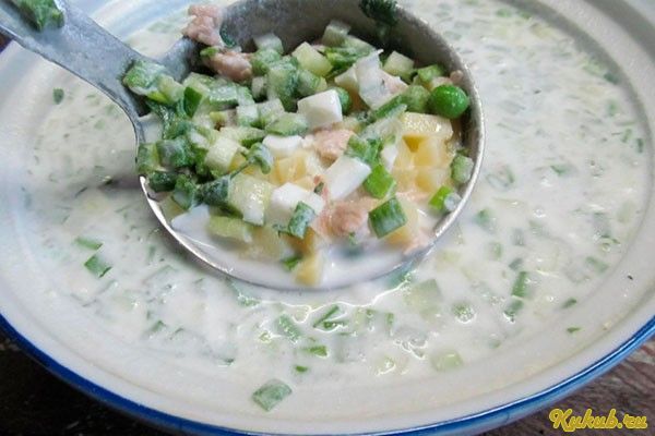 окрошка, зеленым