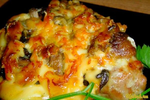 острая, свинина, шампиньонами