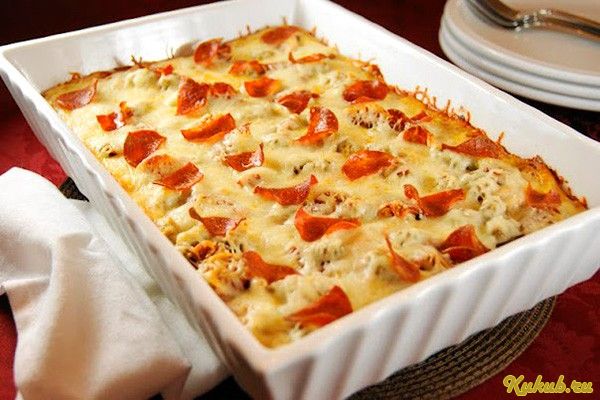 пицца, колбасой, спагетти