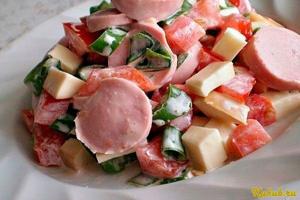 салат, баварский, сосисками салат, баварский, сосисками