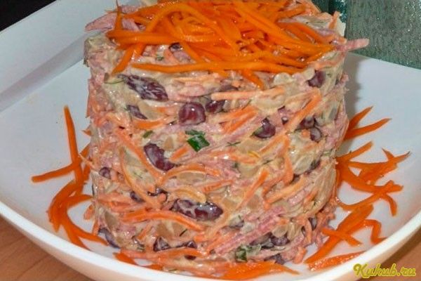 салат, фасолинка, шампиньонами