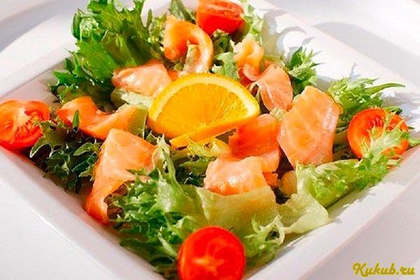 салат, консервированного, лосося