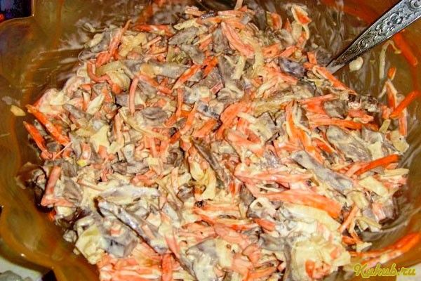 салат, куриных, сердечек