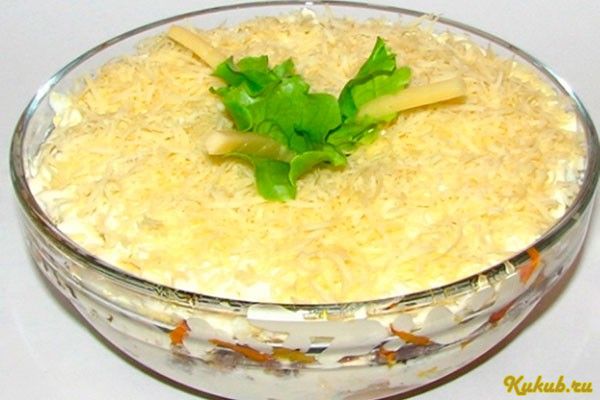 салат, шампиньонов, сардины