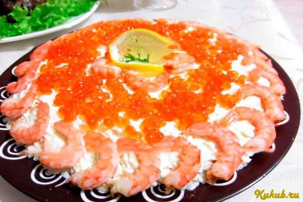 салат, морской, кальмарами