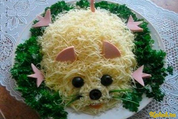салат, мышка, плавленым