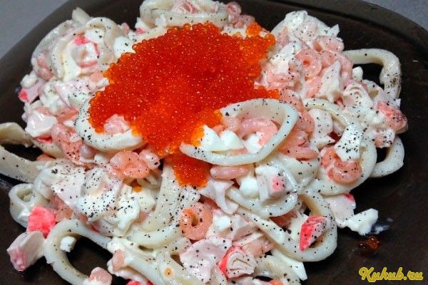 салат, нептун, кальмарами