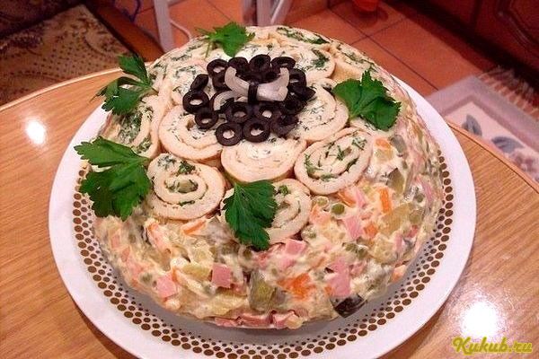 салат, оливье, рулетами салат, оливье, рулетами