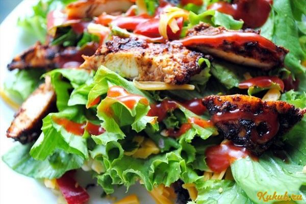 салат, беконом, курицей, бекон