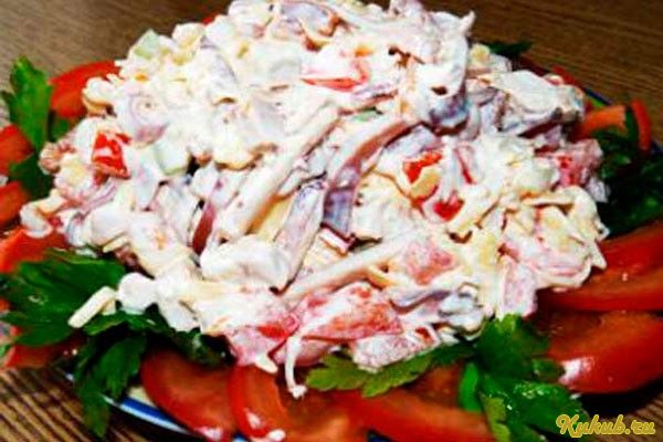 салат, кальмарами, помидорами салат, кальмарами, помидорами