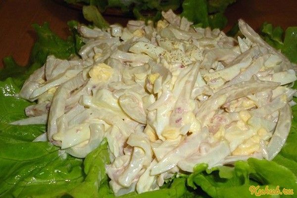 салат, кальмаром