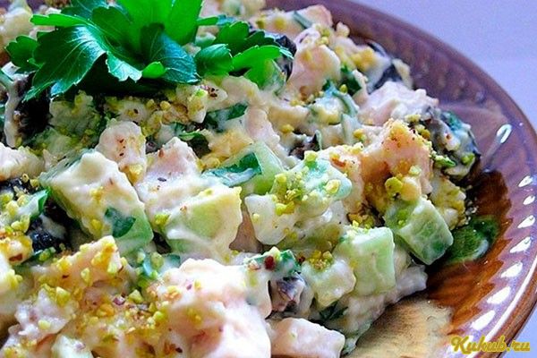 салат, копченой, курицей
