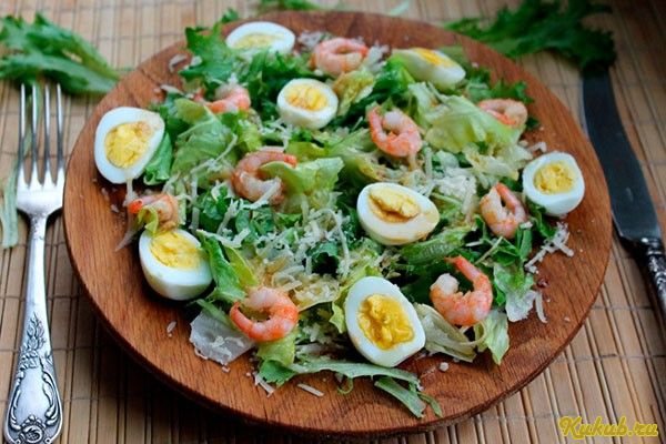 салат, креветками