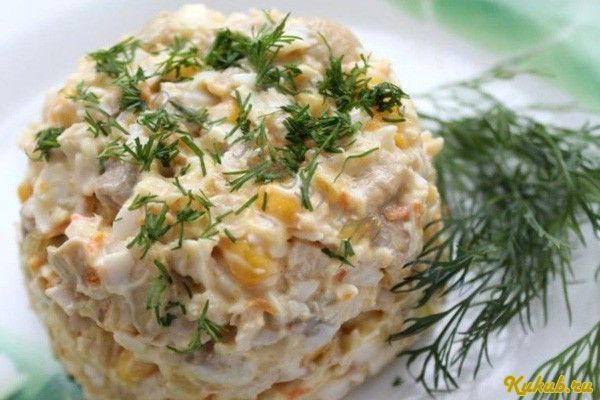 салат, кукурузой, грибами салат, кукурузой, грибами